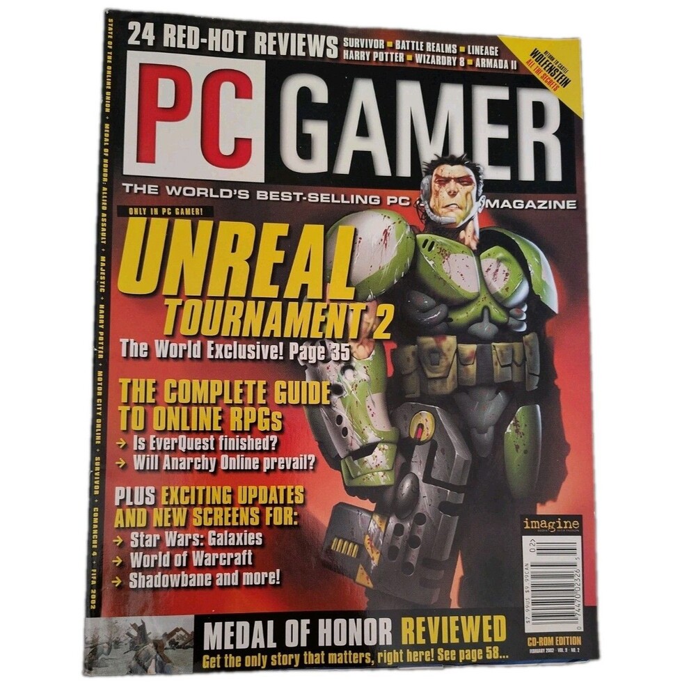 PC Gamer Magazine February 2002 Unreal Tournament 2 NO LABEL